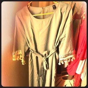 Beautiful Tassel trim belted dress